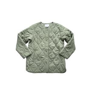 Women Lucky Brand Olive Green Quilted Utility Jacket Size M NWOT Fall scalloped